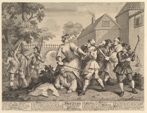 Hudibras Vanquished by Trulla (Twelve Large Illustrations for Samuel Butler's Hudibras, Plate 5) by William Hogarth, print, 1725-1726