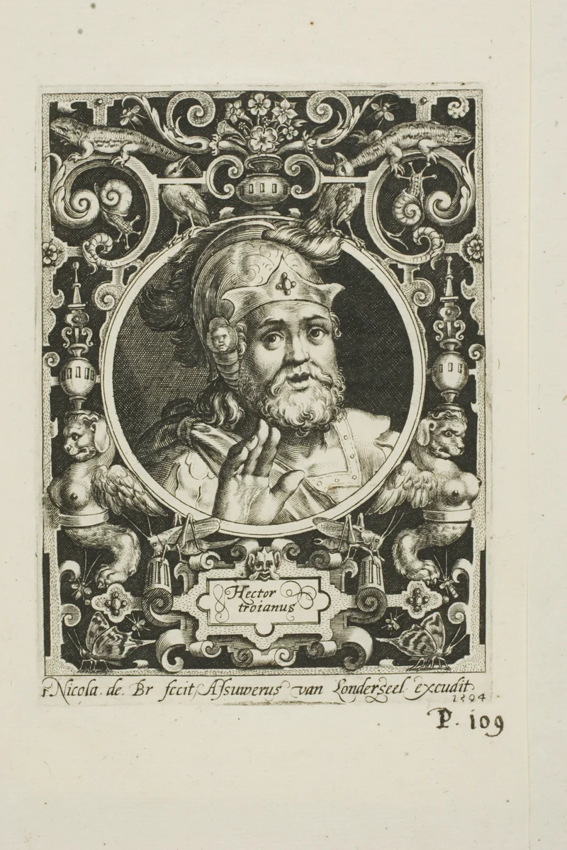 Hector of Troy, plate one from The Nine Worthies by Nicolaes de Bruyn, print, 1594