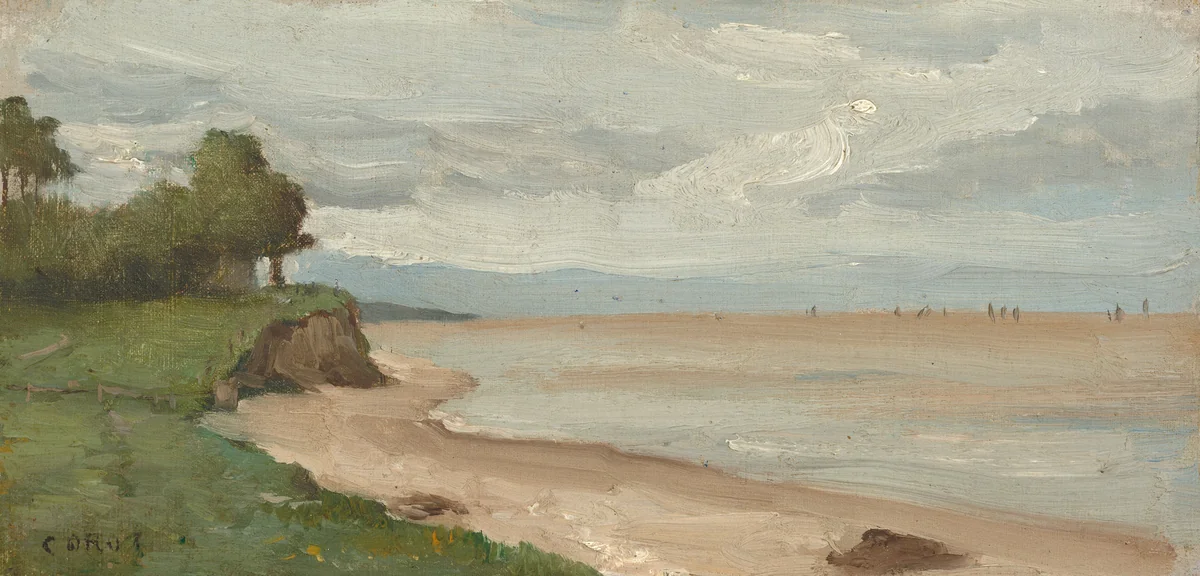 Beach near Etretat by Jean-Baptiste-Camille Corot, painting, 1872
