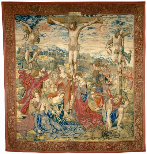 The Crucifixion by Pieter Pannemaker; Bernard van Orley, decorative art, 1520