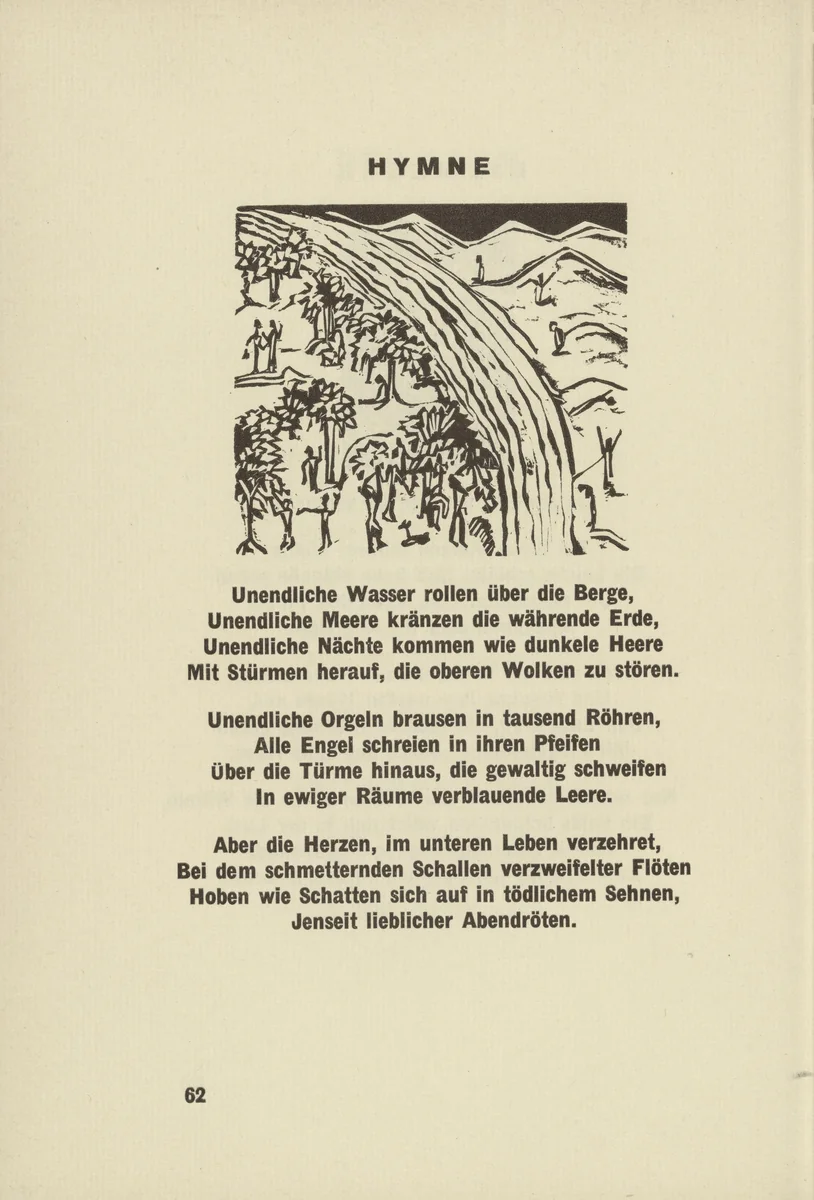 Hymn (Hymne) (headpiece, page 62) from Umbra Vitae (Shadow of Life) by Ernst Ludwig Kirchner, illustrated book, 1924