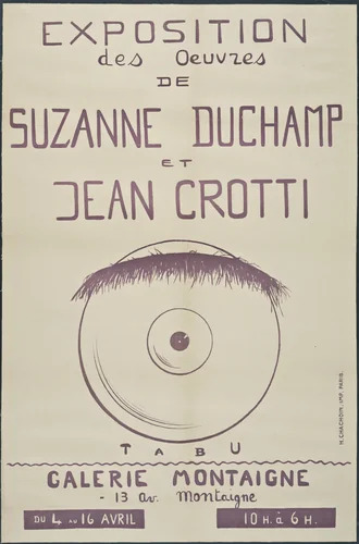 Poster for an exhibition of work by Suzanne Duchamp and Jean Crotti at Galerie Montaigne by Suzanne Duchamp, Jean Crotti, design, 1921