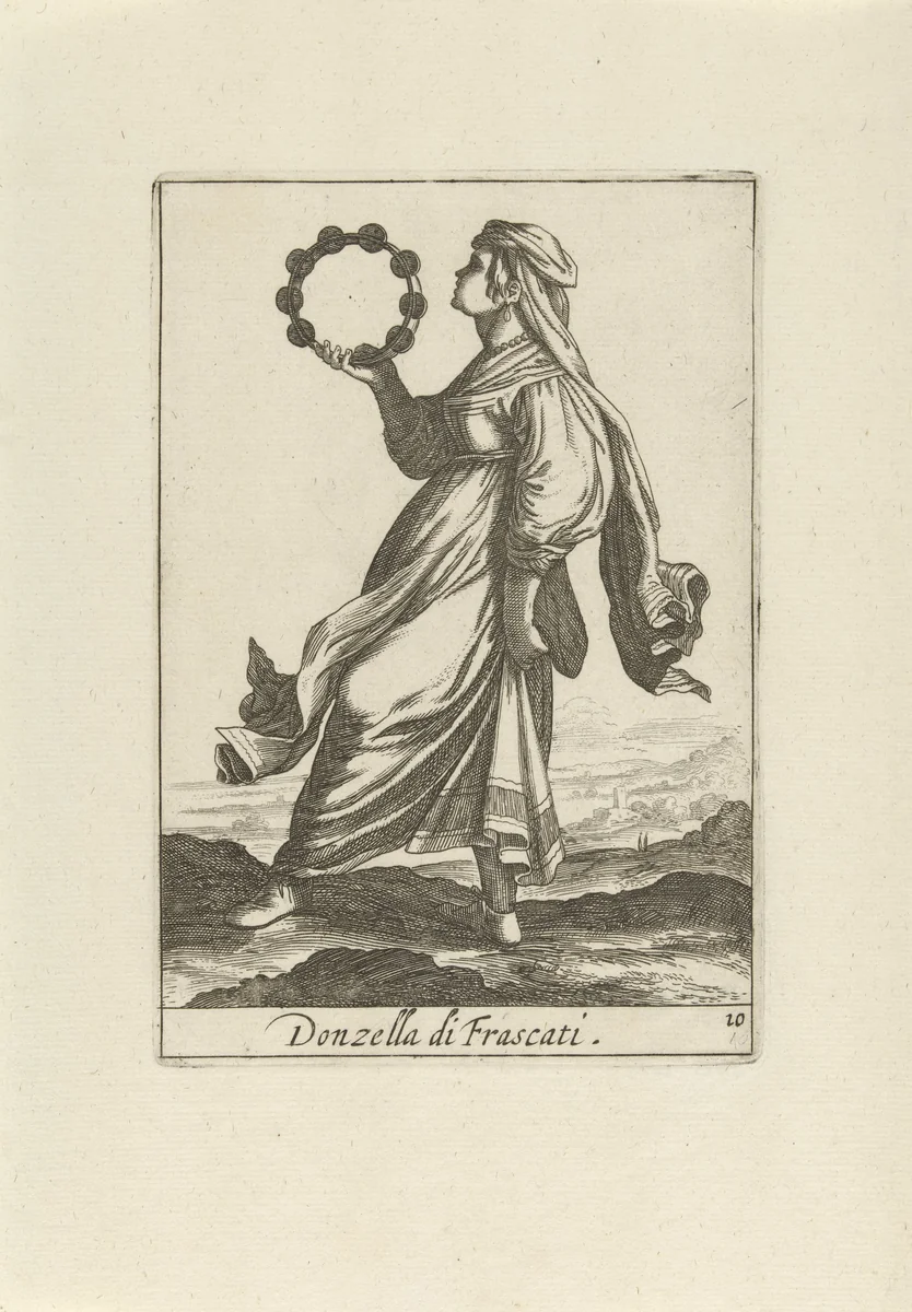 Vrouw gekleed volgens de mode uit Frascati by anonymous, print, 1720-1772