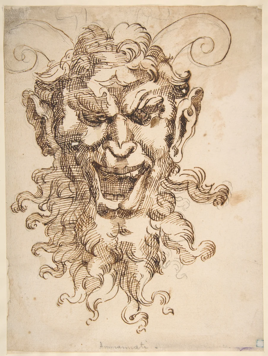 Satyr's Head by Adamo Scultori, drawing, 1566-1580
