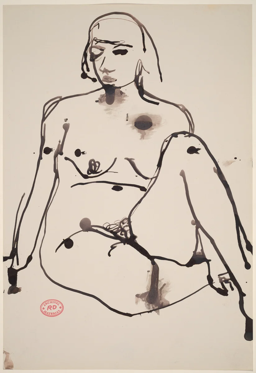 Untitled [seated female nude] by Richard Diebenkorn, drawing, 1955-1967