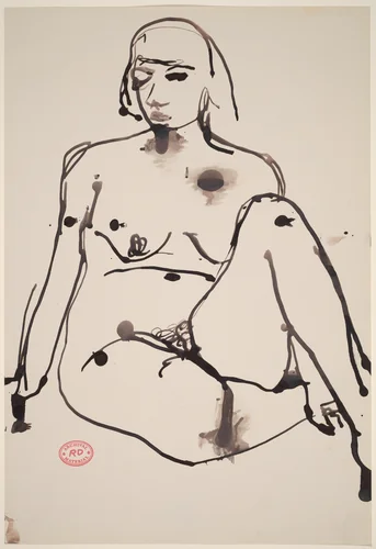 Untitled [seated female nude] by Richard Diebenkorn, drawing, 1955-1967