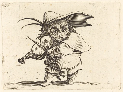 The Violin Player by Jacques Callot, print, 1622
