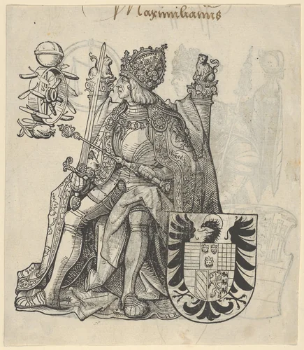 Recto of a Sheet with Maximilian, from "The Genealogy of Emperor Maximilian I" by Hans Burgkmair, print, 1509-1512