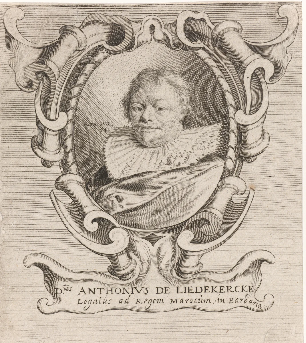 Portret van Antonius de Liedekercke by Adriaen Matham, print, 1640-1641