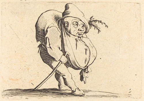 The Hunchback with a Cane by Jacques Callot, print, 1622