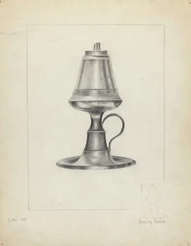 Camphene Lamp by Amelia Tuccio, index of american design, 1935-1942