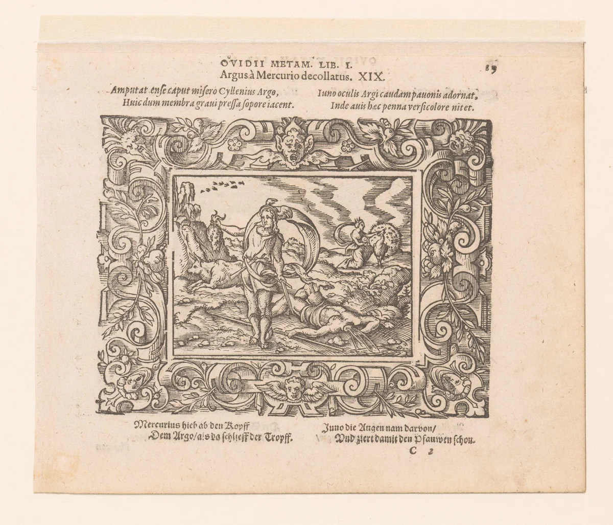 Mercurius met het hoofd van Argus by Virgilius Solis, print, 1569