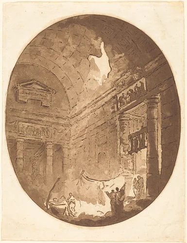 Interior of a Roman Villa by Hubert Robert, print, 1765