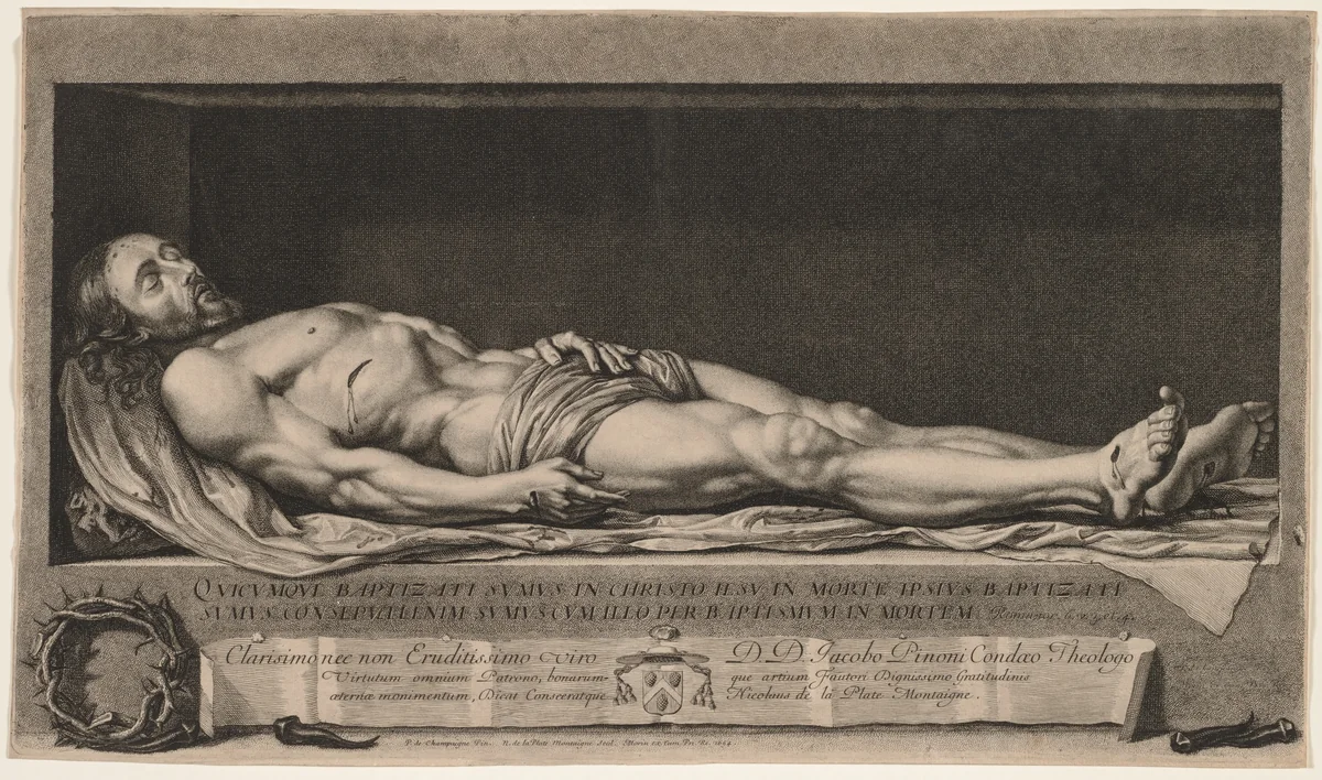 The Body of Christ in the Sepulchre by Nicolas de Platte-Montagne, print, 1654