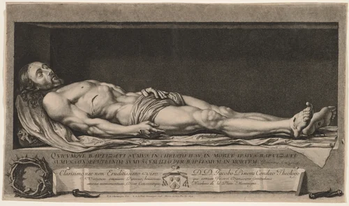 The Body of Christ in the Sepulchre by Nicolas de Platte-Montagne, print, 1654