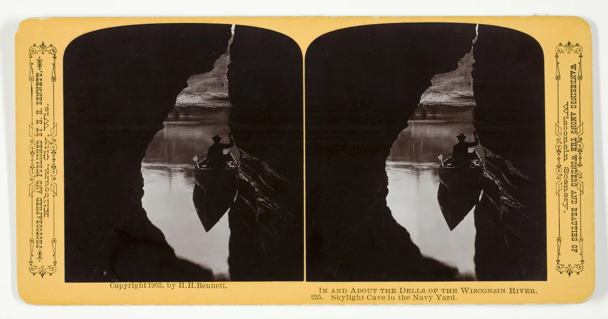 Skylight Cave in the Navy Yard, No. 255 from the series "In and About the Dells of the Wisconsin River" by Henry Hamilton Bennett, photograph, 1903