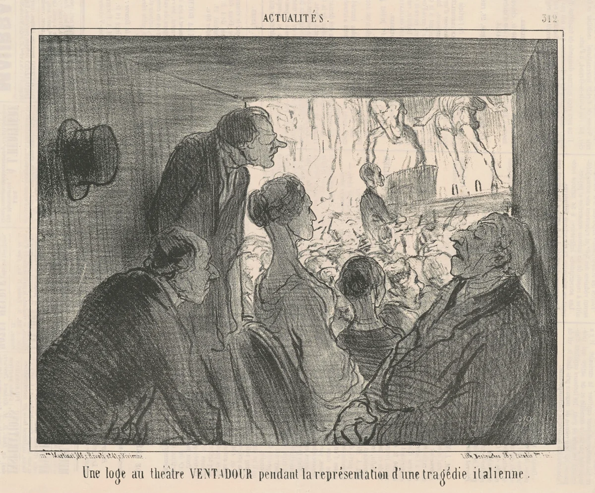 Un loge au théâtre VENTADOUR... by Honoré Daumier, print, 1856