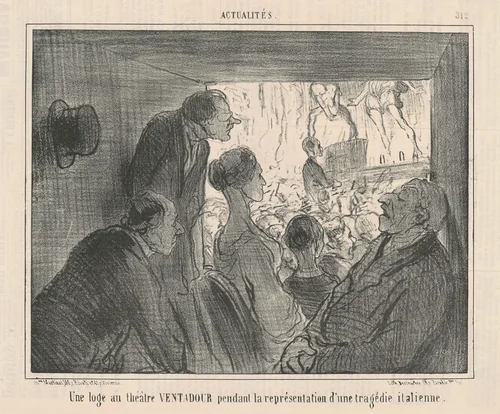 Un loge au théâtre VENTADOUR... by Honoré Daumier, print, 1856