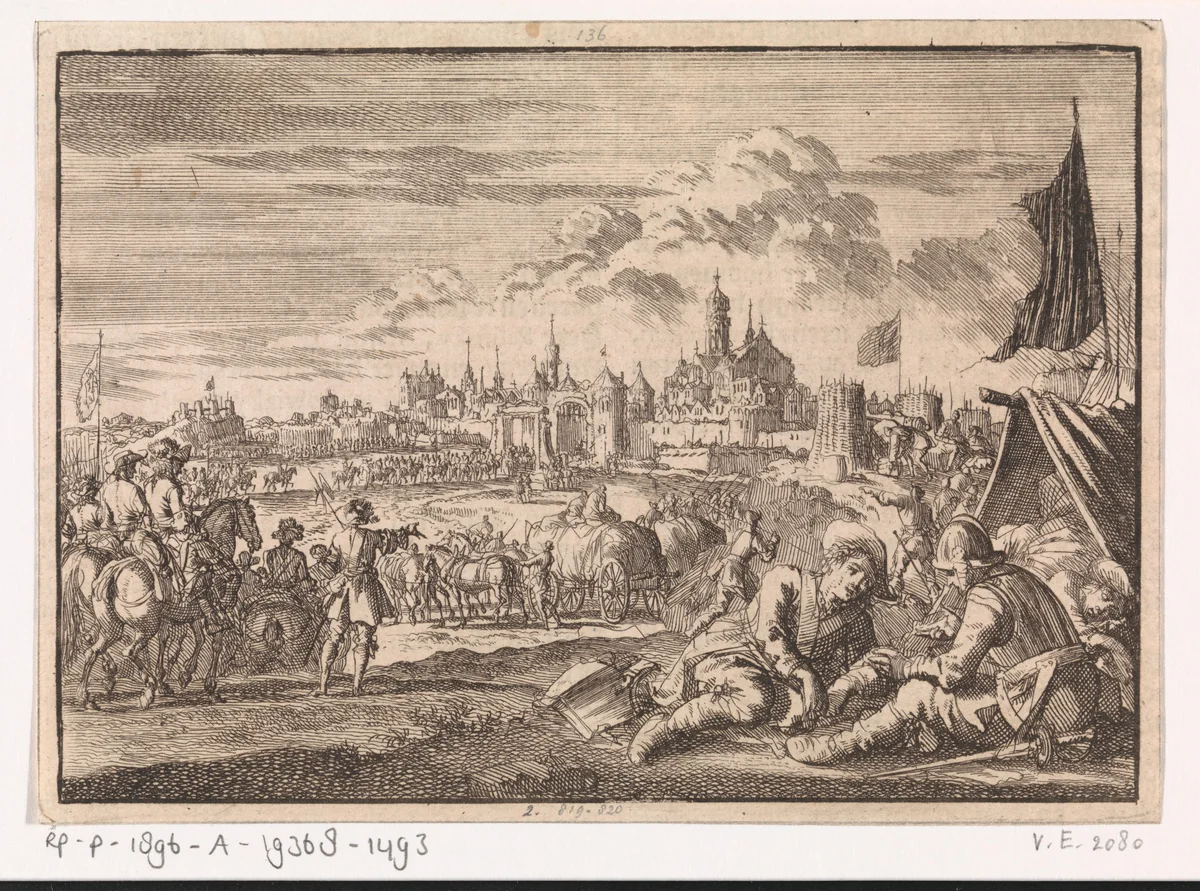 Belegering van een stad by Jan Luyken, print, 1698