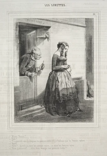 Les Lorettes by Paul Gavarni, print, 1842