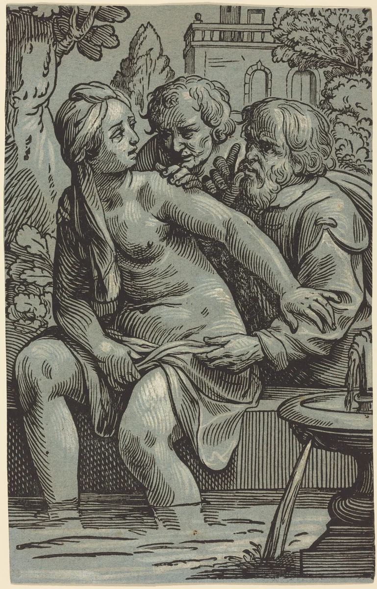 Susanna and the Elders by Paul Maupin, Jacques Stella, print, 1620-1630