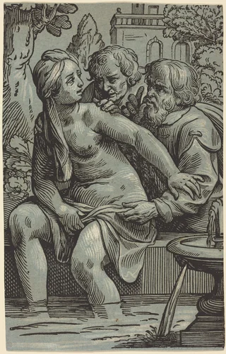 Susanna and the Elders by Paul Maupin, Jacques Stella, print, 1620-1630