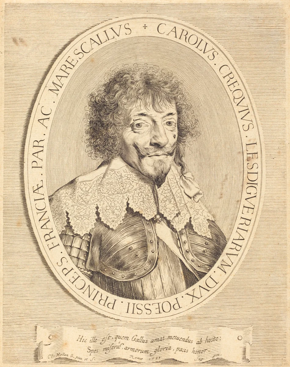 Charles I de Crequi, Duke of Lesdiguières by Claude Mellan, print, 1633
