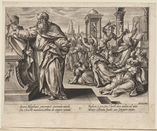 St. Matthew by Hendrick Goltzius, print, 1573-1583