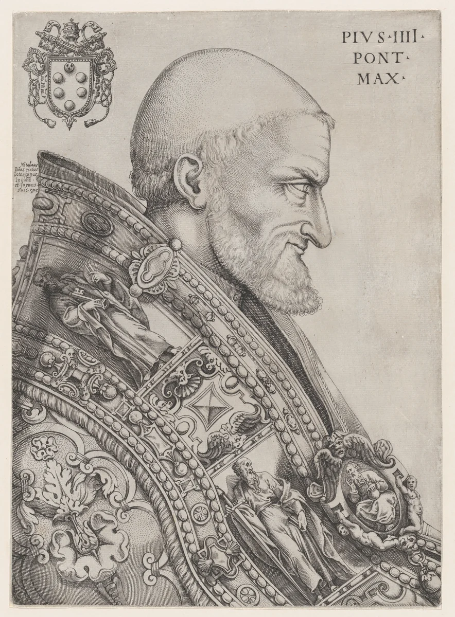 Portrait of Pope Pius IV by Nicolas Beatrizet, print, 1530-1566
