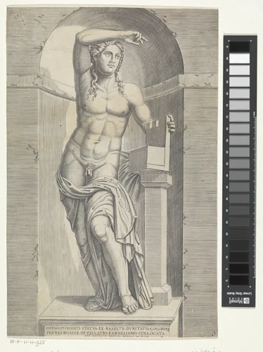 Beeld van een mannelijk naakt, vermoedelijk Apollo Lyceus by anonymous, print, 1552