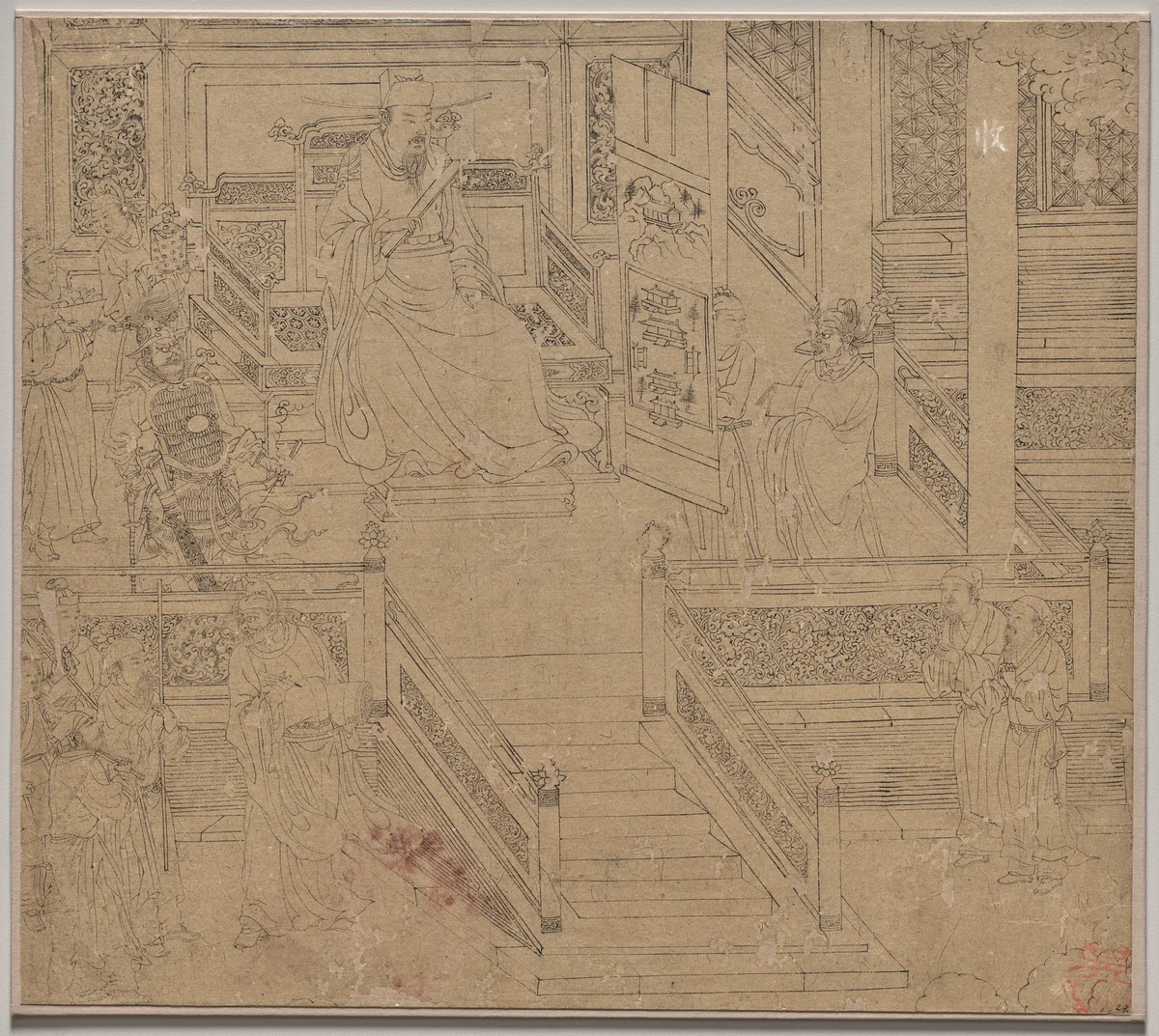 Album of Daoist and Buddhist Themes: Kings of Hells: Leaf 29 by Unknown, painting, 1200-1299