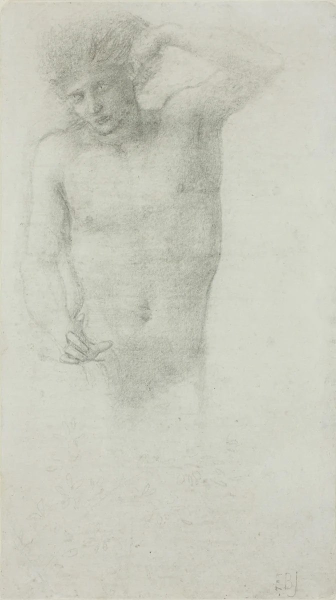 Male Nude by Edward Burne-Jones, drawing, 1885-1898