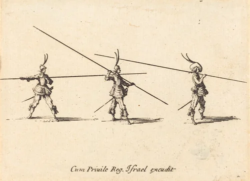 Drill with Tilted Pikes by Jacques Callot, print, 1634-1635