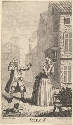 Frontispiece to Moliere's "Sganarelle, ou le Cocu Imaginaire" (The Imaginary Cuckold) by John Vandergucht, print, 1727-1737