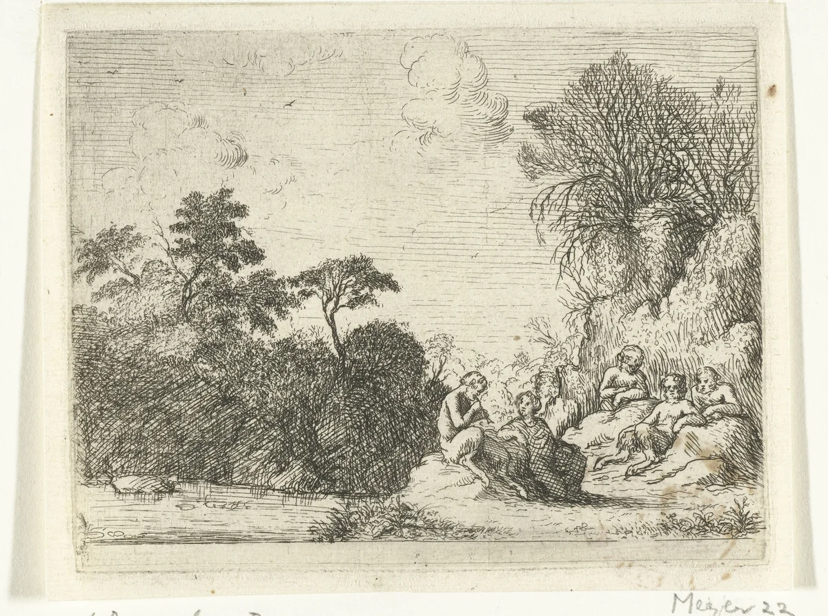 Fluitspelende sater by Willem Basse, print, 1633-1672