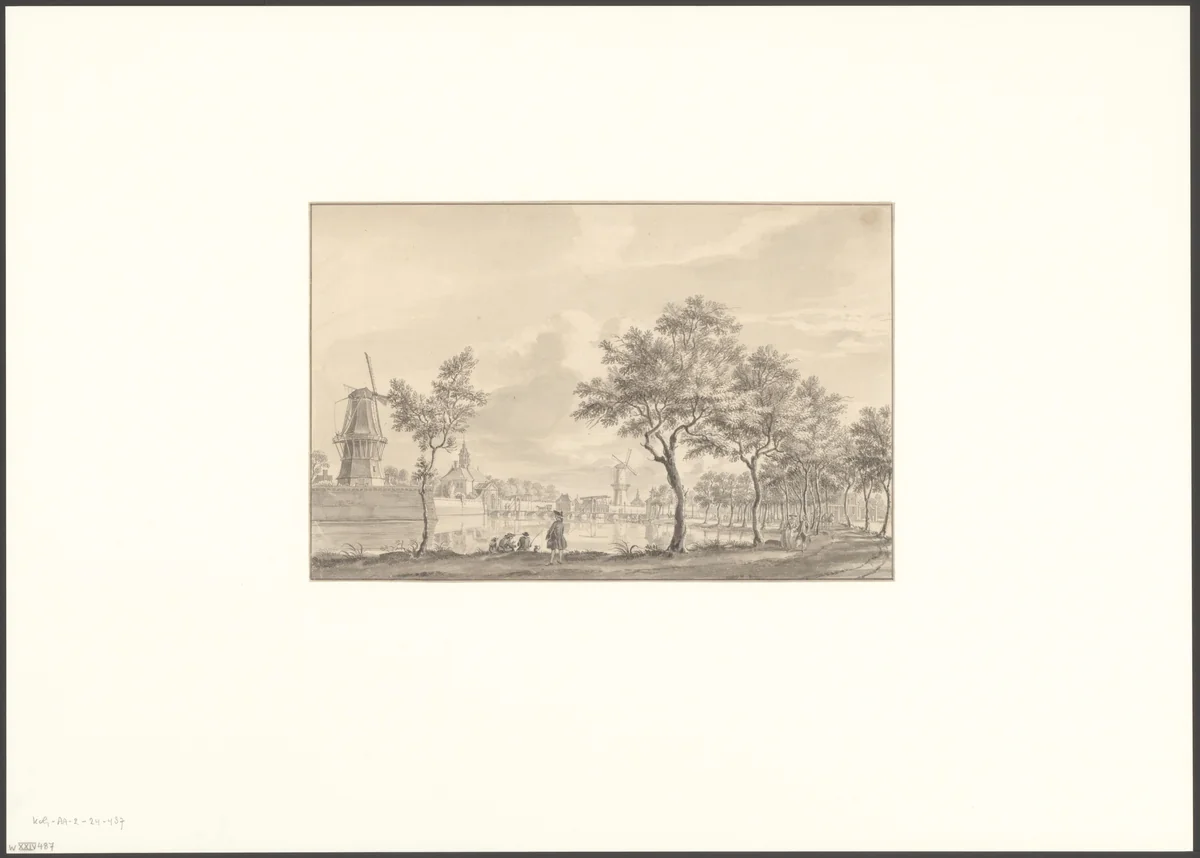 Gezicht op de Utrechtsepoort vanaf het Singel by anonymous, drawing, 1700-1799