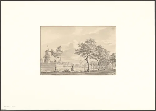 Gezicht op de Utrechtsepoort vanaf het Singel by anonymous, drawing, 1700-1799