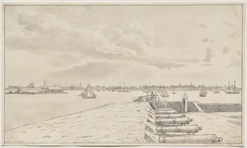 View from the Battery toward the City by Christoffer Wilhelm Eckersberg, drawing, 1836