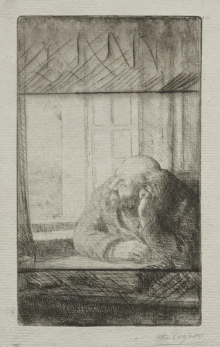 Evening at the Window by Alphonse Legros, print, 1884