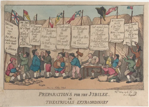 Preparations for the Jubilee or Theatricals Extraordinary by Thomas Rowlandson, print, 1809