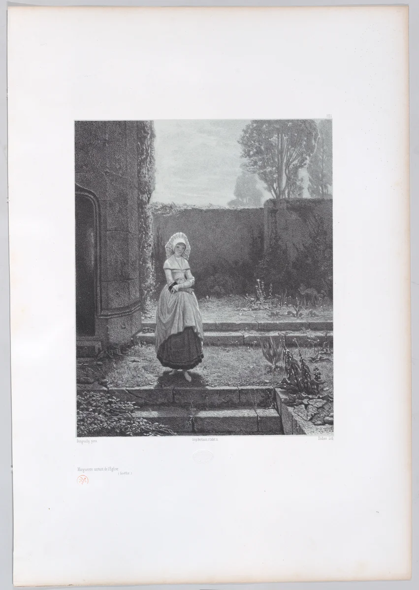 Marguerite sortant de l'Eglise (Goëthe) by Jules Didier, print, 1850-1914