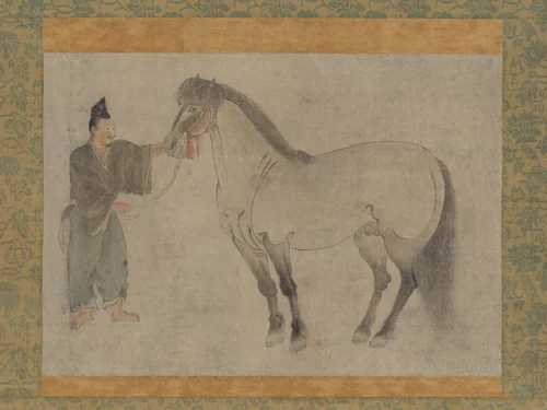 Horse and Groom by Unidentified, painting, 1300-1399