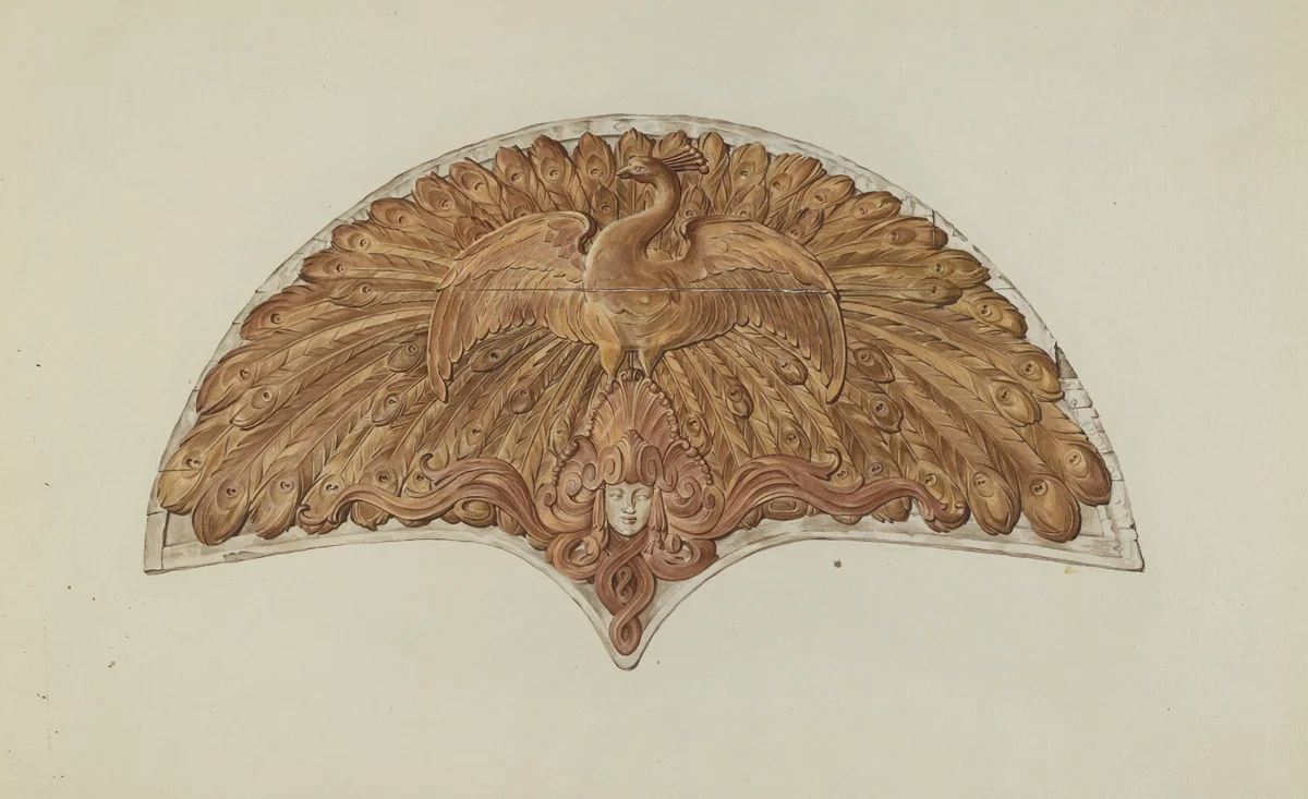 Peacock Cabin Decoration by Flora Merchant, index of american design, 1935-1942