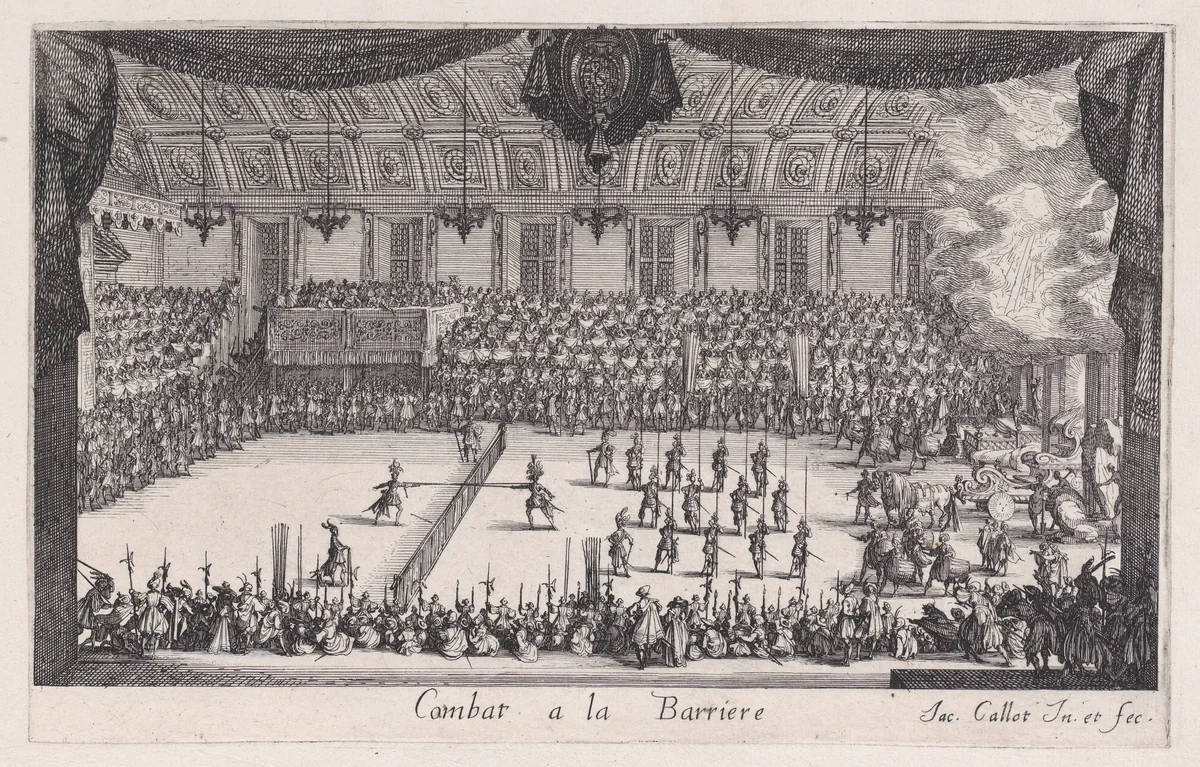 Le Combat (The Combat), from "Le Combat a la Barrière" by Jacques Callot, print, 1627