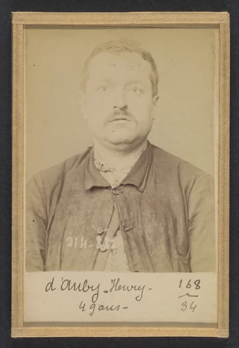 D'Auby. Henri. 48 (ou 49) ans, né à Montmédy (Meuse). Menuisier. Anarchiste. 28/2/94. by Alphonse Bertillon, photograph, 1894