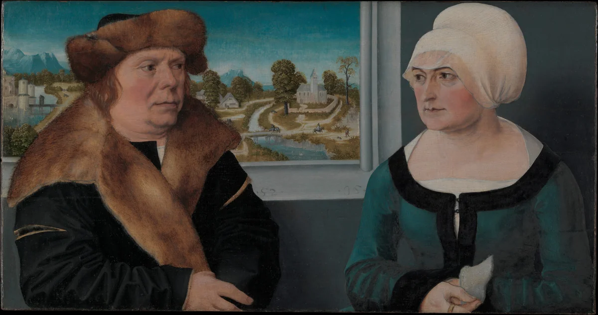 Portrait of a Married Couple (Lorenz Kraffter and Honesta Merz?) by Ulrich Apt the Elder, painting, 1512