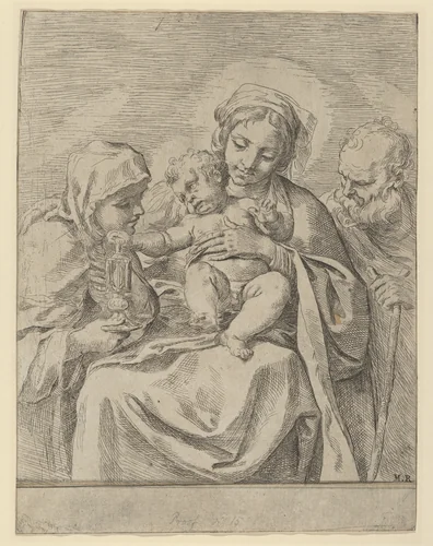 The Holy Family with Saint Clare by Guido Reni, print, 1590-1600