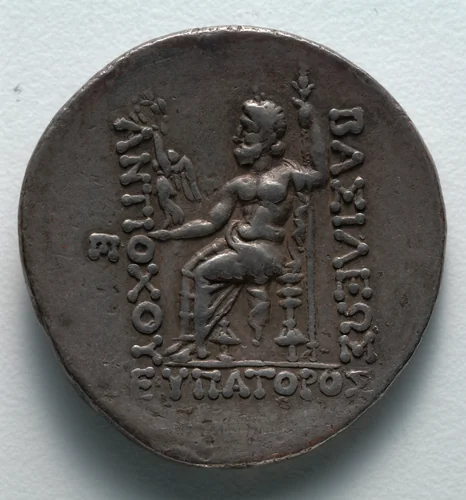Tetradrachm: Zeus Nikephoros (Seated, Holding Nike) (reverse) by Unknown, metalwork, -164--162