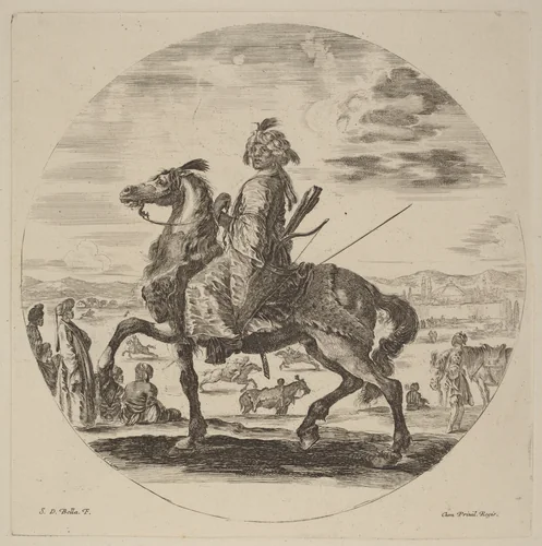 Moorish Cavalier by Stefano della Bella, print, 1610-1664
