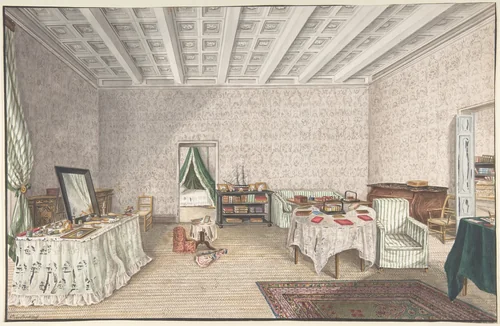 Design for interior by Charles de Brocktorff, drawing, 1825-1835